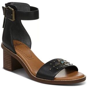 Black Leather Boho Festival Western Ankle Strap Heels